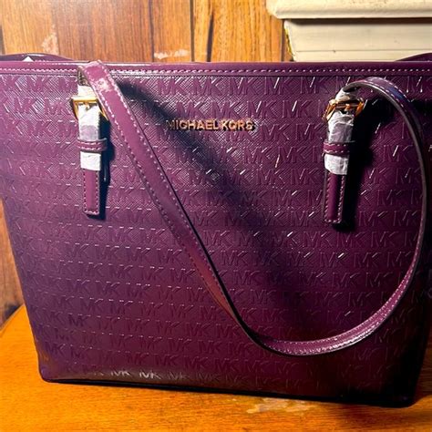 michael kors damson wallet|Michael Kors Jet Set Travel Studded Leather Tote Damson 328 .